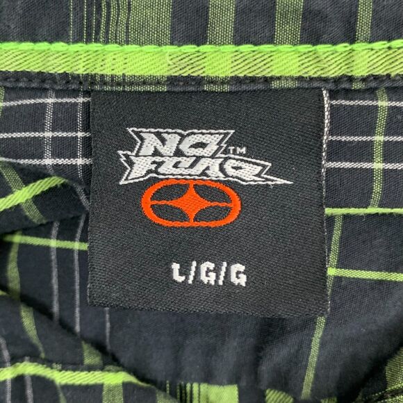 Y2k No Fear Flannel Shirt Mens Size L Button Up Monster Green Skater Grunge - Picture 6 of 11